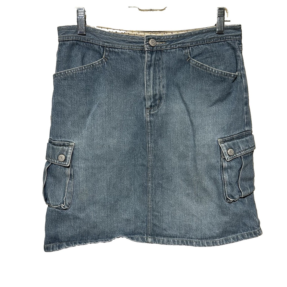 Old Navy Womans‎ Skirt Mini Denim Cargo Low Rise Jean Classic Y2K Size 16